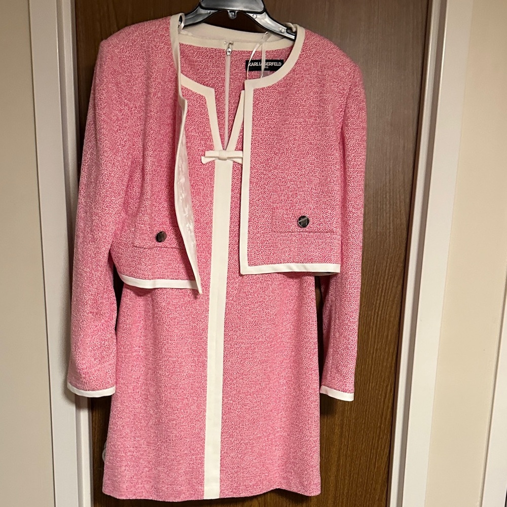 Karl Lagerfeld Pink and Cream Sleeveless Dress